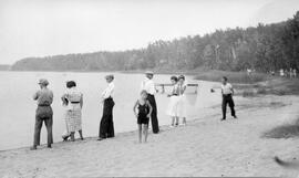 People at a lake
