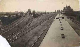 Canadian Pacific Railway yards looking west