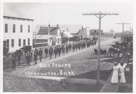 I.O.O.F Parade in Drinkwater, Saskatchewan, 1910.