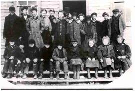 Group photo of children outside Peachey S.D. 992