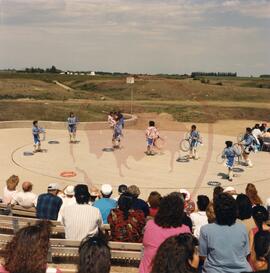 Hoop dancing group performing in amphitheatre