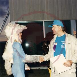Ken Alexce shaking hands with Carrie LaFramboise after evening performance
