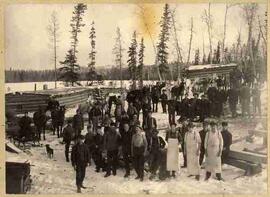 Logging camp and crew