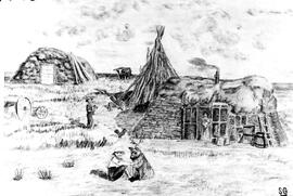 S. Gilchrist drawing of a homestead
