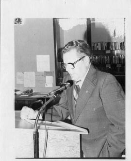 Ernest S. Brown, Oddfellow representative at mic