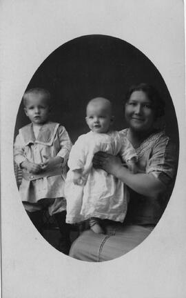 Woman and two small children