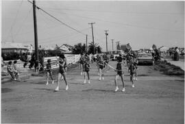 Girl Baton Twirlers Marching in 1967 Parade