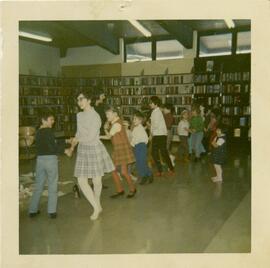Children playing a game in library
