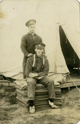 Two army privates with tent