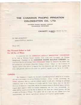The Canadian Pacific Irrigation Colonization Co. (Jan 23)