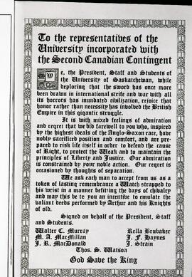Sheaf - "To the Representatives of the University..."
