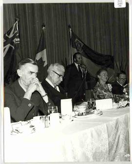 John and Olive Diefenbaker at the head table of a dinner at the University of Saskatchewan