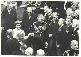 Queen Elizabeth II with Prince Philip and John Diefenbaker