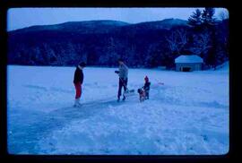 Weir family and dog on Harrington Lake