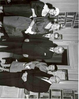 John Diefenbaker with Flora Macdonald and others at a party at 24 Sussex Drive