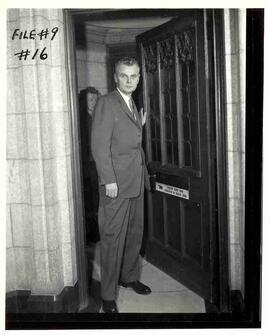 John Diefenbaker walking in Parliament Building