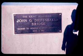 "Plaque at the Diefenbaker Bridge"; Prince Albert