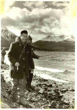 John Diefenbaker and Dr Nori Nishio fishing in Yukon