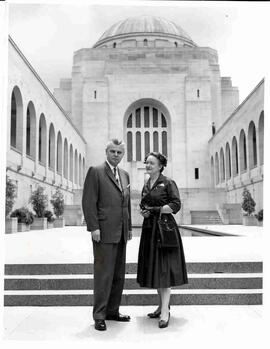 John and Olive Diefenbaker at war memorial