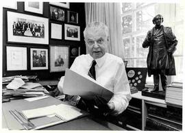 John Diefenbaker working at his study desk