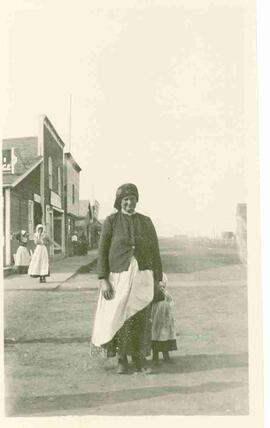 Doukhobor woman and child in Rosthern