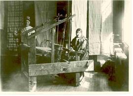 Two Doukhobor women at loom.