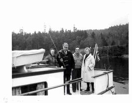 John and Olive Diefenbaker aboard a boat off the coast of British Columbia