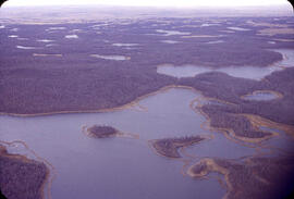 Aerial view of dead ice moraine - effects of lowered water level