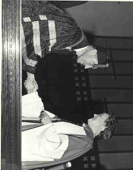 Olive Diefenbaker with Justice Samuel Freedman at Brandon, Manitoba
