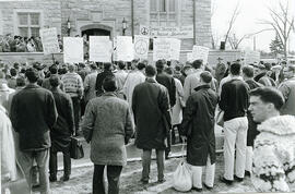 Student demonstration in front of MUB