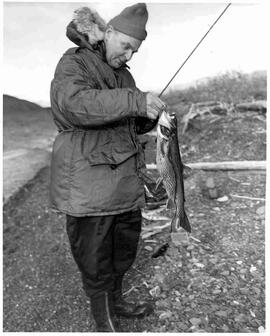 John Diefenbaker fishing on Upper Kathleen Lake in Yukon