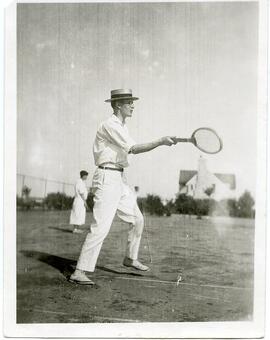 W.P. Thompson Playing Tennis