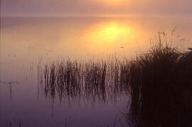 Reflection of the sunrise over Anglin Lake, Saskatchewan