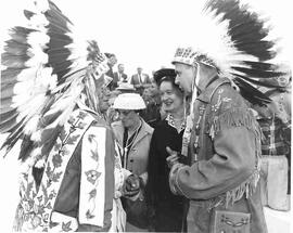 John and Olive Diefenbaker with Chief William Little Crow at Outlook Saskatchewan