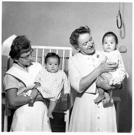 Olive Diefenbaker visiting Stanton Hospital in Yellowknife