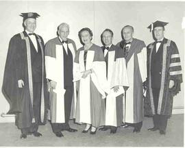 Olive Diefenbaker with Dr. Hugh Saunderson, Dr. K.W. Taylor, Thomas Clement Douglas, Dr. John E. ...