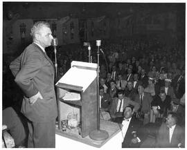 John Diefenbaker speaking at a public meeting