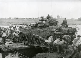 Armed Forces - Armoured Tank Crossing a Pontoon Bridge