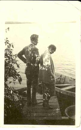 John Diefenbaker by an unidentified body of water