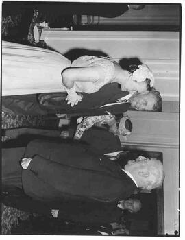 John and Olive Diefenbaker greeting Robert Menzies
