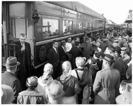 John Diefenbaker speaking from an election train
