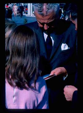John Diefenbaker signing autographs; Expo '67