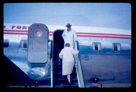 John and Olive Diefenbaker boarding plane