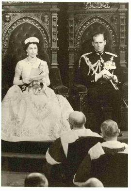 Queen Elizabeth II giving the Throne Speech