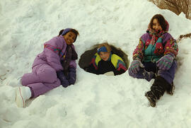 Snow ecology Camper's build "Quinzees" in the Bowl
