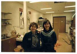 Cheryl Homuld and Anne-Marie Conkin in collections area the Diefenbaker Centre