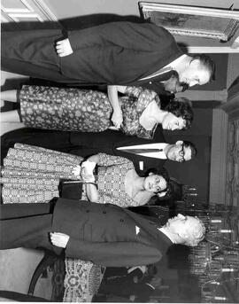 John Diefenbaker with Gordon Heatherington and others at a party at 24 Sussex Drive