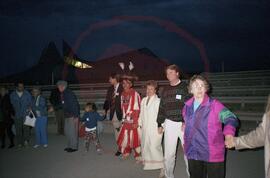 Visitors participating in round dance
