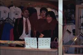 Dorothy Thomas, Buffy Sainte-Marie and unidentified person in gift shop