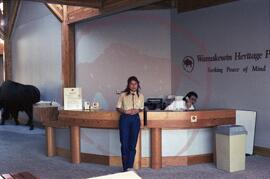 Winnie Eagle with fellow park interpreter at front desk